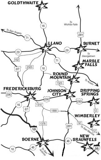 Texas Hill Country Regional Christmas Lighting Trail Map